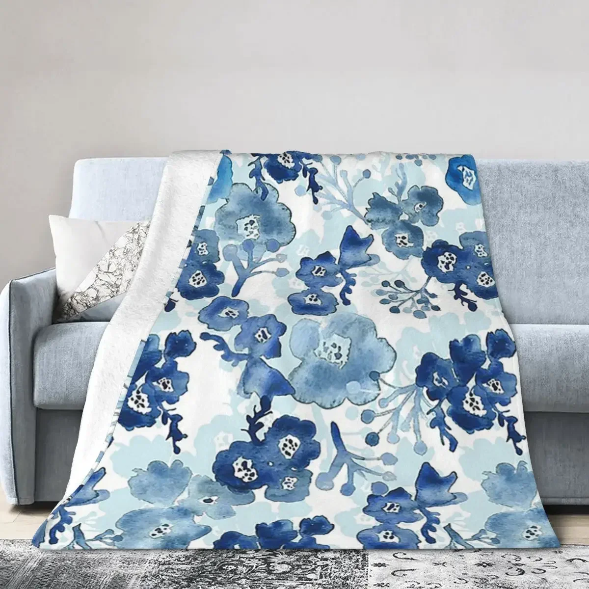 

Blooms Of Ink Blankets Soft Warm Flannel Throw Blanket Plush for Bed Living room Picnic Travel Home Couch