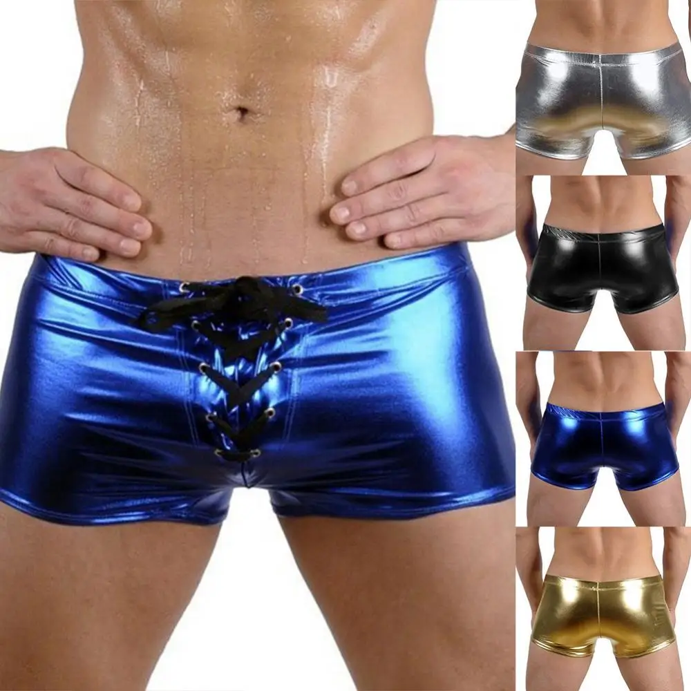 Fashion Club Men's Lace Up Patent Leather Boxers Underwear Underpants Shorts