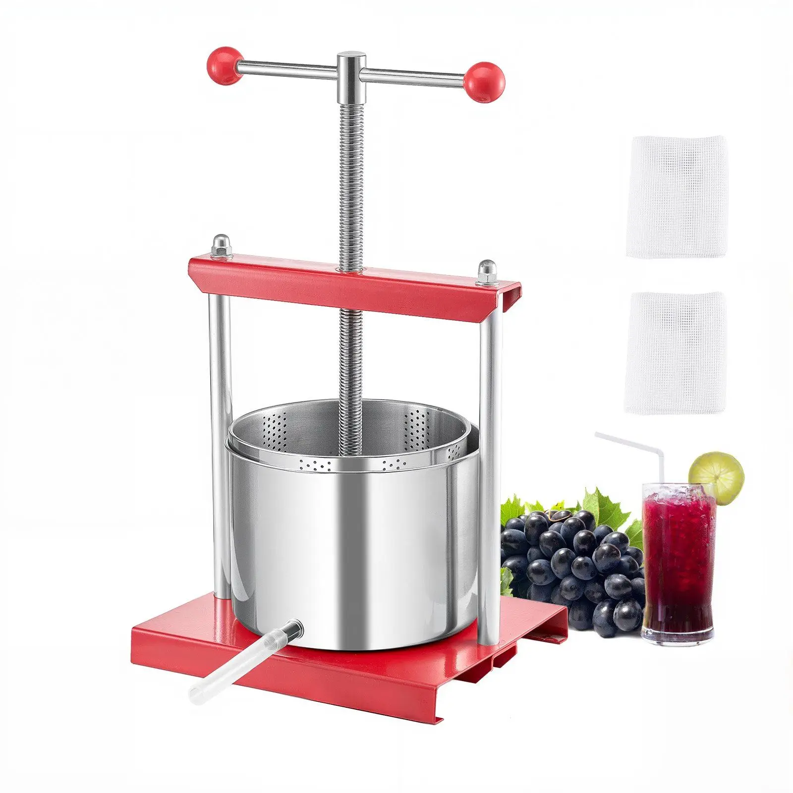 

Fruit Wine Press Manual Press for Wine Making 1.6 Gal/6L Stainless Steel