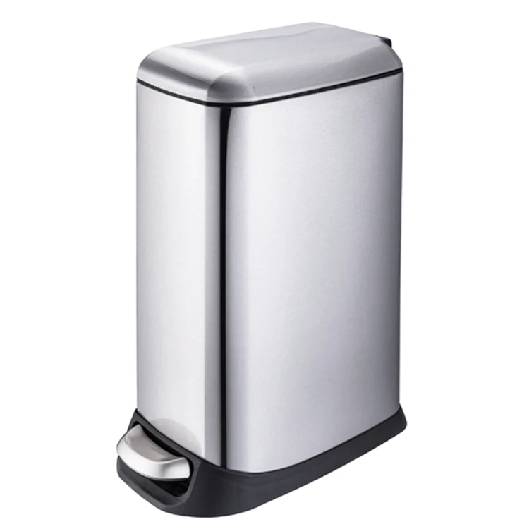 Innovative hotel lobby rectangular stainless steel trash can foot pedal trash can outdoor kitchen storage pedal recycling