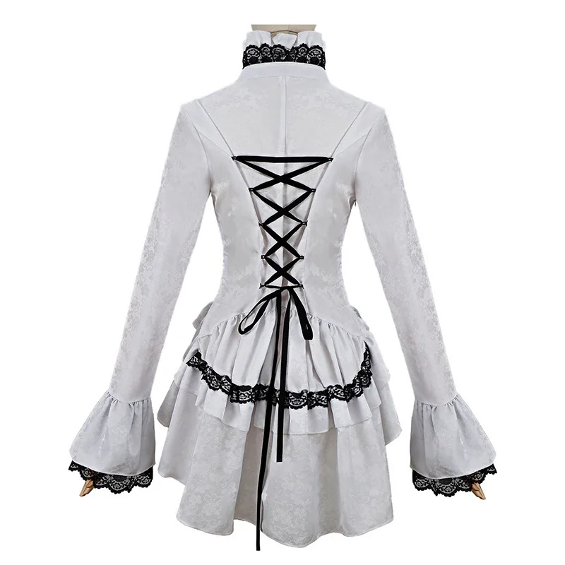 

Medieval High-collared Bell-sleeved Shirt Cosplay Costume Victorian Dress Court Gothic Lace Blouse Dress