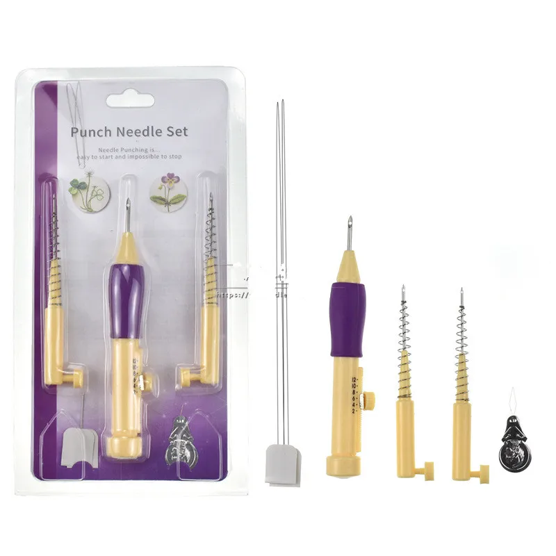  Embroidery Punch Needle Kit Stitching Tool Set Magic Embroidery Needle Pen Weaving Tool Knitting Sewing Tools for DIY Sewing