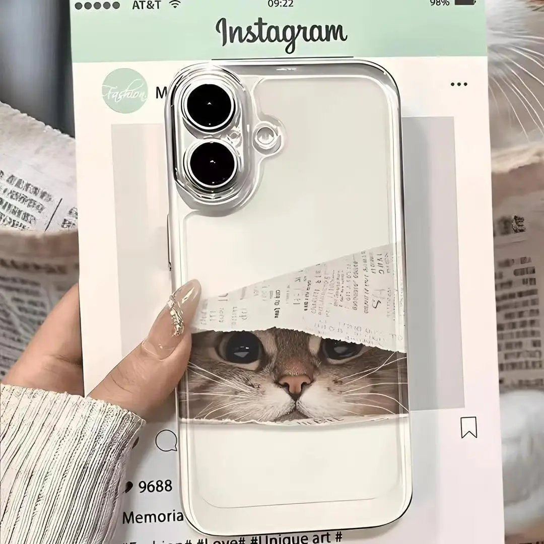 Cat Phone Case For iPhone 16 15 14 13 12 11 Pro XS MAX 7 XR 8 7 Plus Clear Cover Fundas