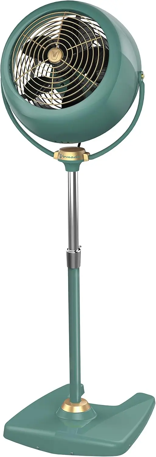 VFAN Sr. Ventilador vintage de pedestal Circulador de aire de pie de metal retro para refrigeración y decoración 3 velocidades, inclinación ajustable verde