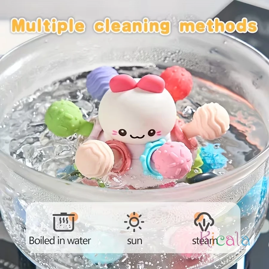 Brinquedo do bebê bola redonda de silicone macio mão garra bola chocalho infantil mastigável mordedores brinquedos para infantil 0-12 meses