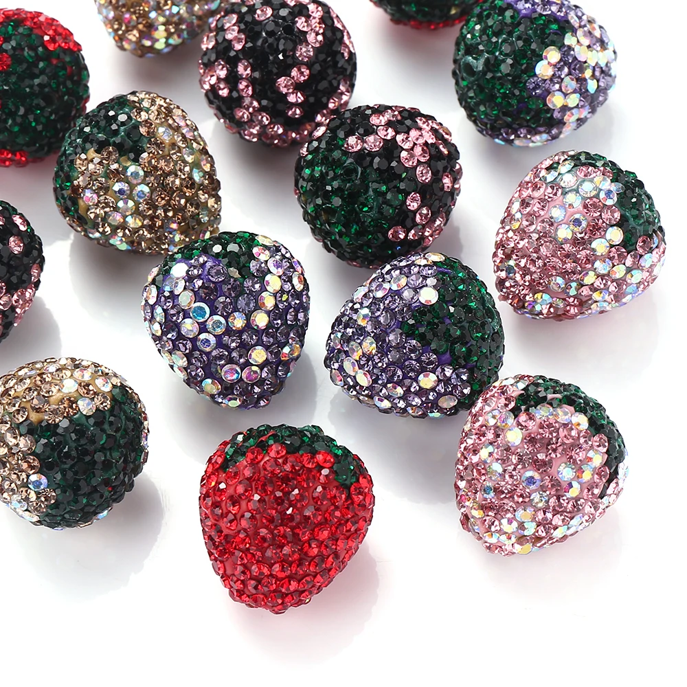 21*23mm Colorful Strawberry Acrylic Shiny Pendant Beads For DIY Jewelry Making Bracelet Necklace Accessories