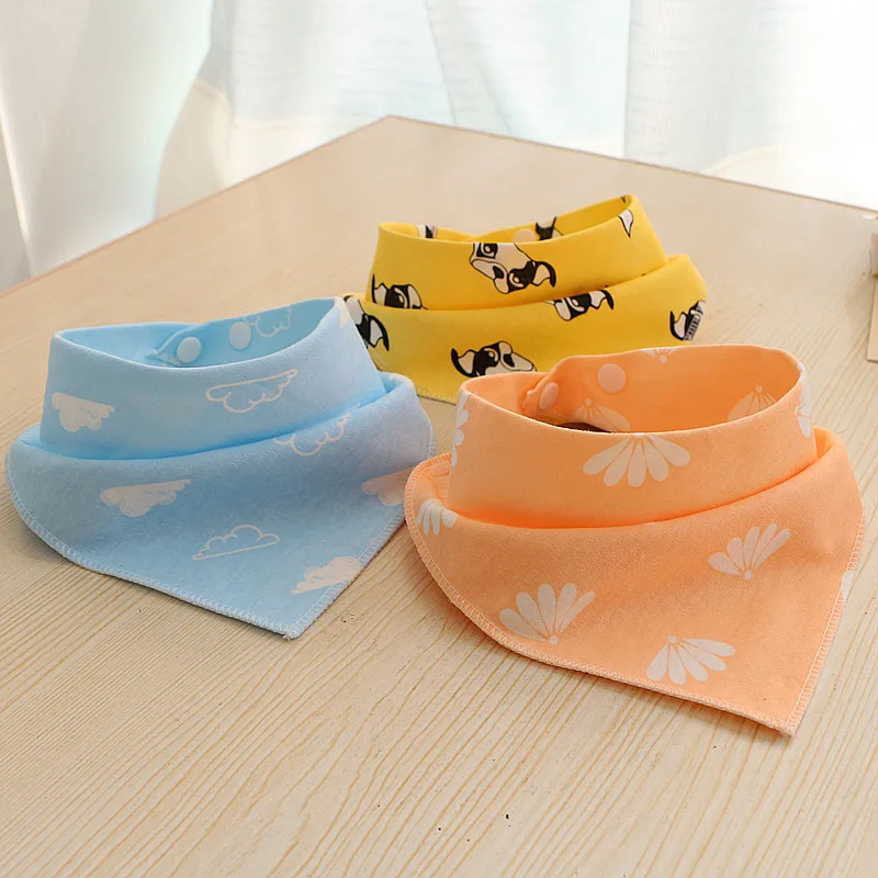 1pcs 100% Organic Cotton Baby Bibs Triangle Burp Cloths Cartoon Saliva Towel Baby Feeding Bibs Soft Absorbent Boys Girl Bandana