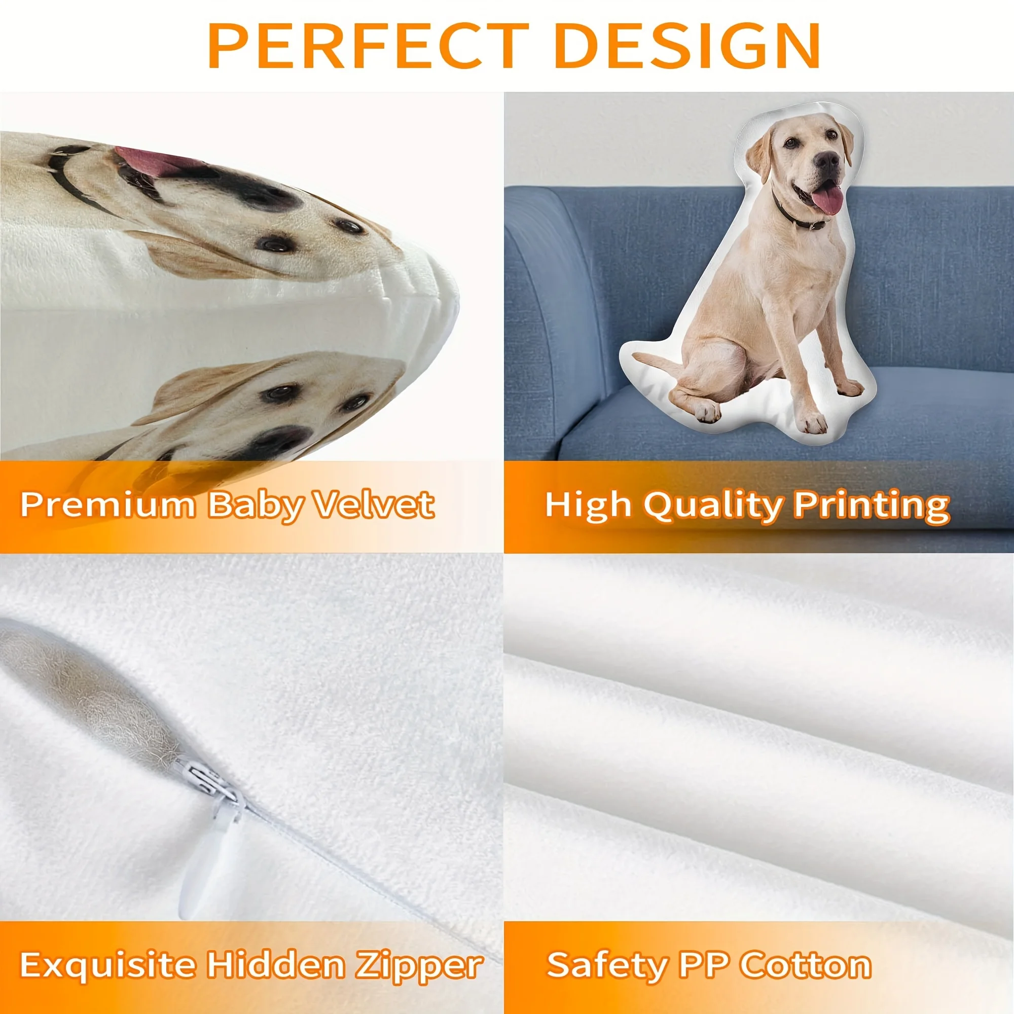 Personalisiertes Haustier-Fotokissen, personalisiertes Erinnerungsgeschenk für Hunde und Katzen, doppelseitiger Druck, bequemer Plüsch-Schlafbegleiter. – Detail 4