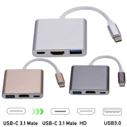 3 IN 1 USB Type C to HDTV Adapter USB 3.1 Hub Type C Charging Converter for Samsung S23 Ultra Huawei Xiaomi Laptops PC Macbook