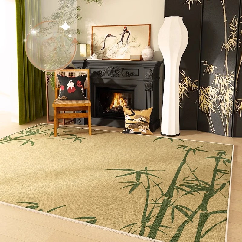 

Green Bamboo Living Room Carpet Yellow Luxury High-end Bedroom Bedside Rug Cloakroom Sofa Coffee Table Soft Floor Mat Ковер 양탄자