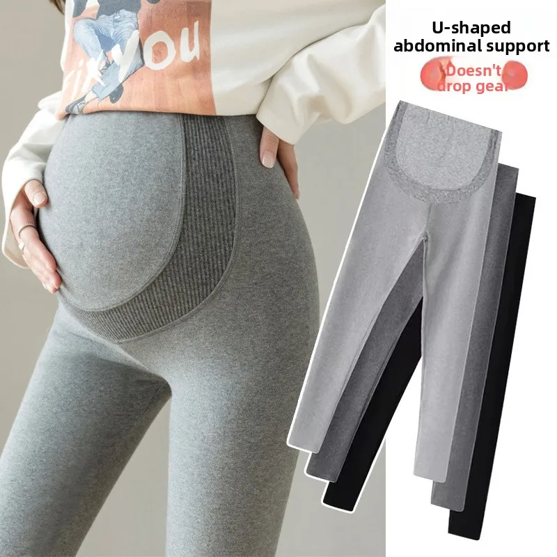 

Беременные женщины носят леггинсы на весну и осень, брюки с высокой талией и поддержкой живота, облегающие брюки