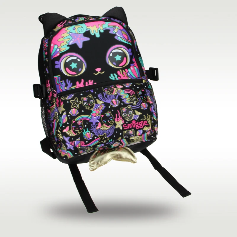 Australian original Smiggle children's hot-selling schoolbag female cute high-quality backpack black cat  16 inches