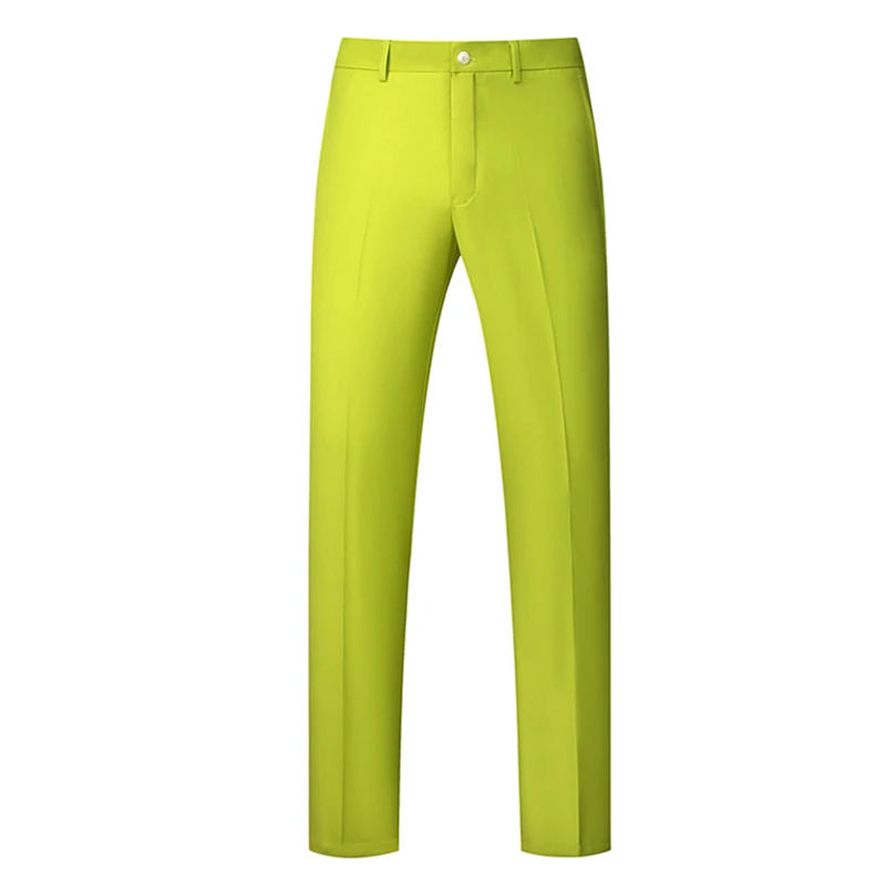 Pantalon taille moyenne pour hommes, couleur pure, élégant, bureau, mode masculine, travail, vert, rose, jaune, grande taille, M-5XL, 6XL