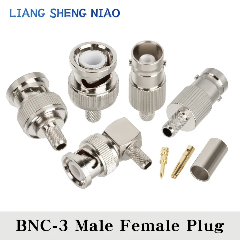 10pcs 50-3 series joint BNC-J-3 Male Female plug BNC Rf line joint BNC feeder joint RG58 Coaxial cable plug BNC JOINT plug