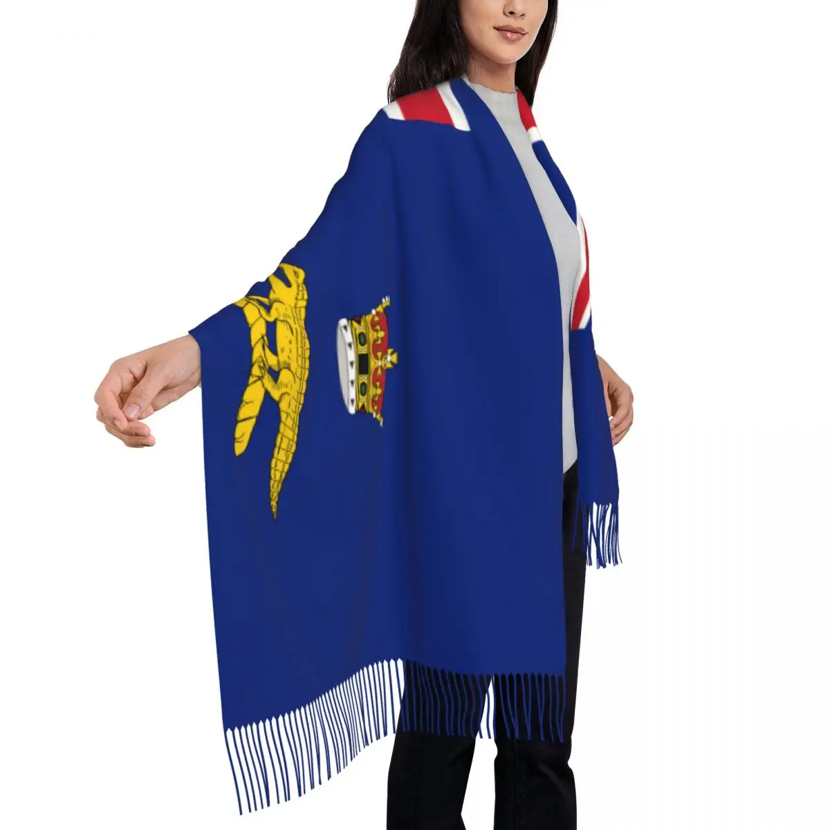 Personalized Printed Ensign Of The Royal Jamaica Long Pile Fringe Men Scarf Women'S Anti Chill Scarf