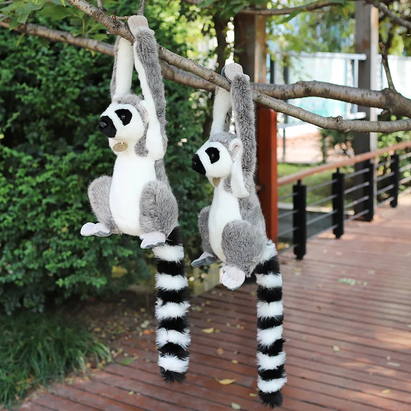 Simulasi liar Lemur mainan mewah Kawaii boneka hewan lembut realistis monyet boneka boneka bayi menemani bantal untuk hadiah anak-anak