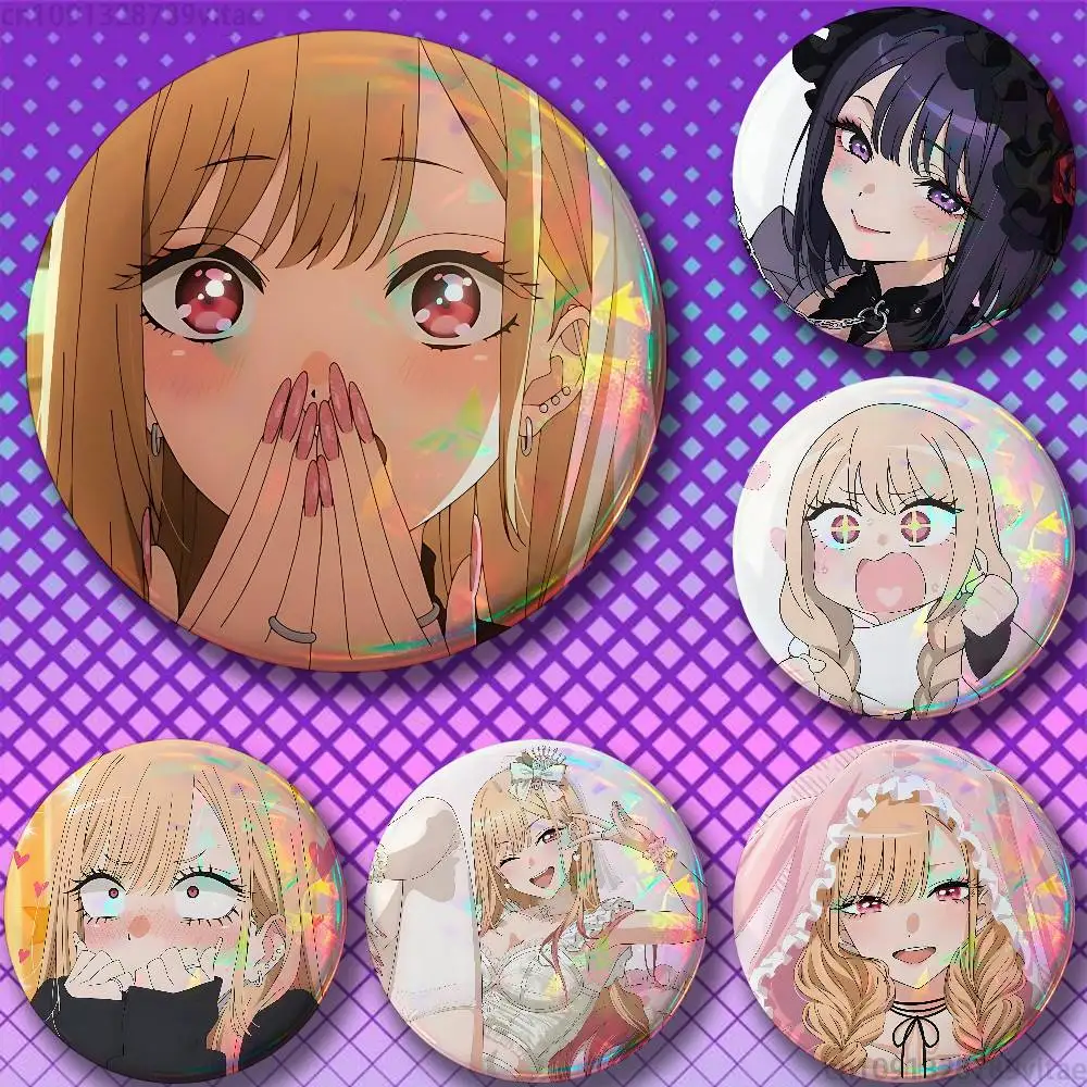 Marin Kitagawa 25mm 75mm 44mm 58mm 32m Coin Badges Personalized Handmade Round Brooches Pins Accessory