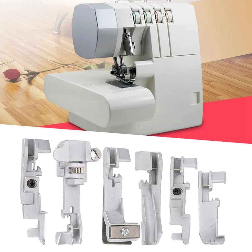 Juego de prensatelas de aleación de Zinc, 6 uds., Compatible con máquina de coser duradera, prensatelas multifunción para SINGER 14U 14CG754 14SH654