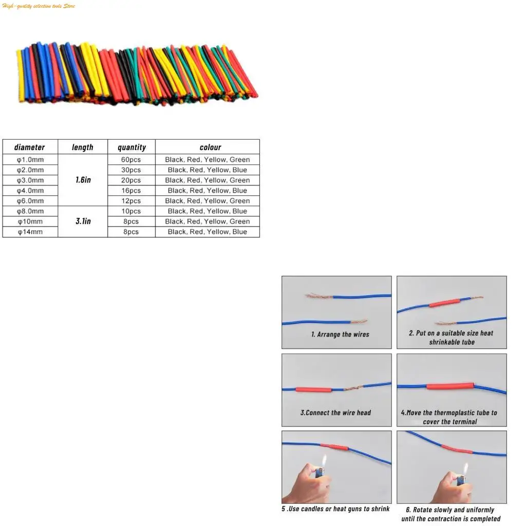 203F 164 Pcs Electric Insulation Heat Shrink Tube Wire Shrink Wrap Assortment Eco-Friendly Material Easy to Use 8 Sizes