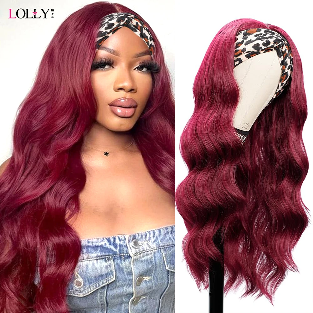 

250 Density 99j Headband Wig Human Hair None Lace Front Wig Human Hair colorful Burgundy Headband Wigs 100% human hair