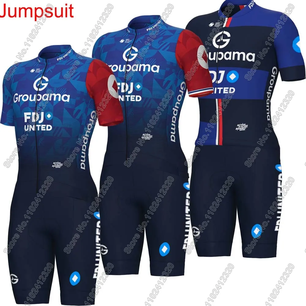 

2025 FDJ Team Skinsuit Cycling Bodysuit Short France Tour Cycling Jerseys Set Race Clothing Jumpsuit MTB Maillot