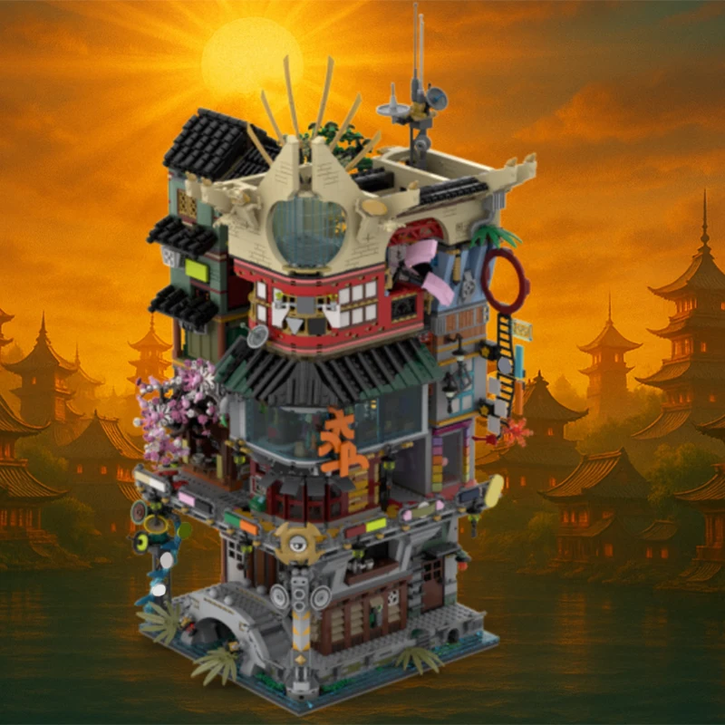 

6323 шт. MOC Ninjia Sungate Tower строительные блоки Рождественский подарок для родителей и детей ручной сборки проект для мальчика