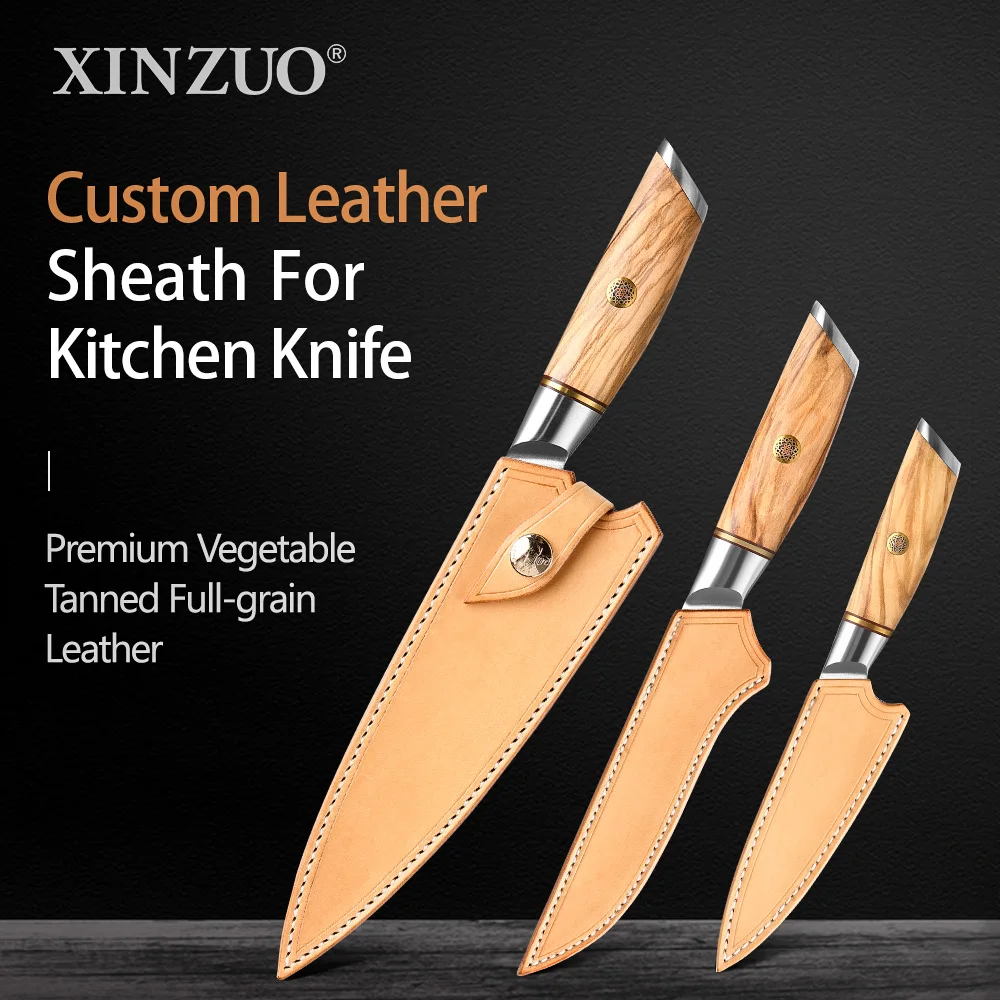 XINZUO Leather Sheath Premium Vegetable Tanned Full-grain Leather Knife Cover for XINZUO Chef/Boning/Utility/ Knife