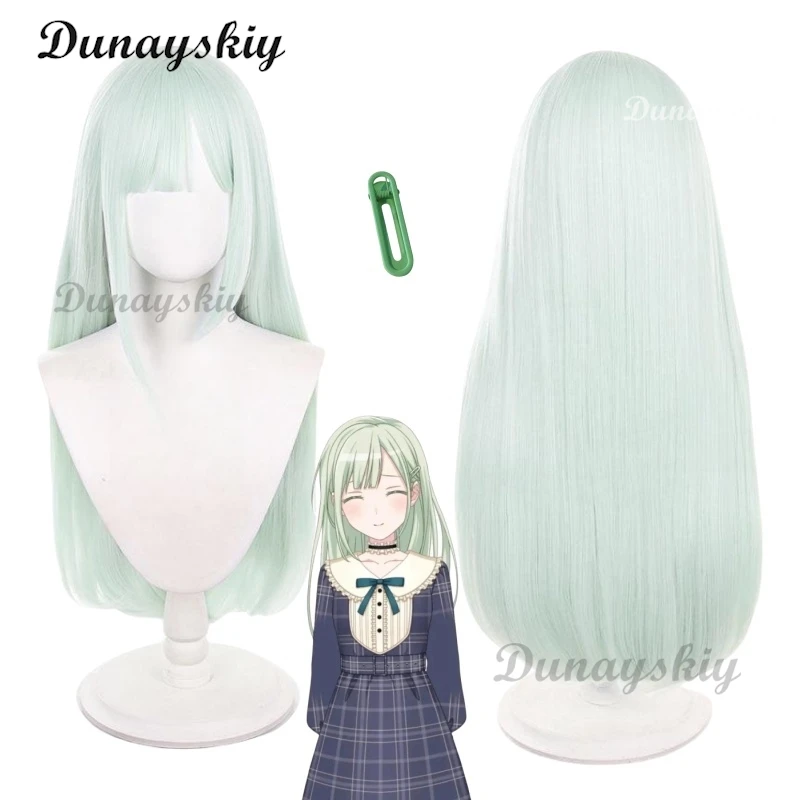 

BanG Dream! Аниме Муцуми Вакба, парики для косплея, парики длиной 75 см, женские светло-зеленые термостойкие синтетические волосы + шапочка для парика