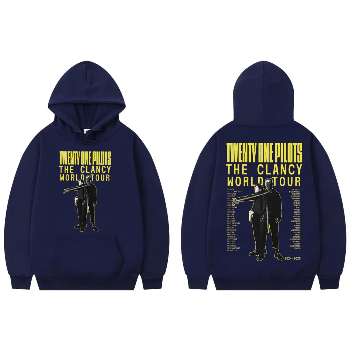 Rock Band Twenty One Pilots Double Sided Graphic Hoodie Clancy World Tour 2024 Sweatshirts Men Women Vintage Fashion Pullovers