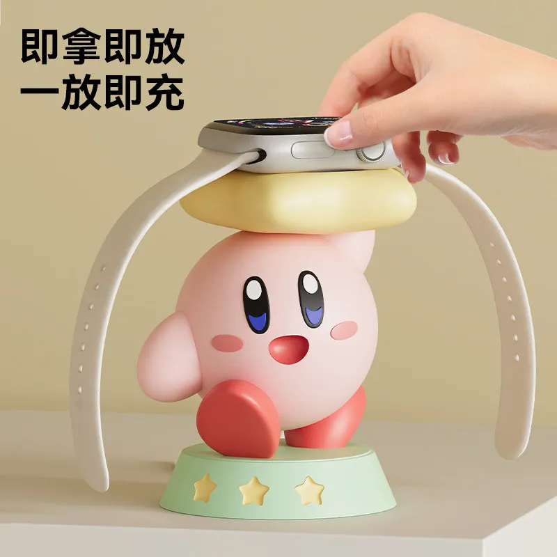 Kirby Cute Cartoon Apple Watch Charging Stand Desktop Office iWatch Holder Decorative Figurine Creative Gift For Girls Women view 4
