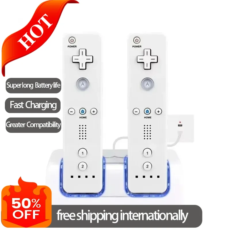 

For Wii Remote Controller 2-in-1 Charging Dock + 2800mAh Rechargeable Battery, High Capacity Long Endurance & Quick Charging