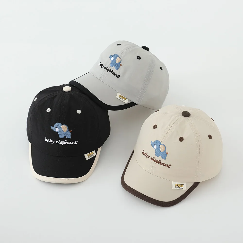 Baby Hat Spring And Summer Thin Korean Letter Cap Boys Girls Cartoon Elephant Sun Hat New Quick-drying Children's Baseball Cap