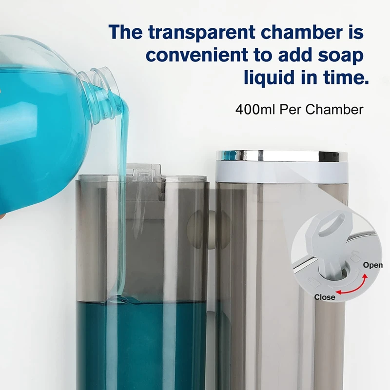 موزع الصابون المثبت على الحائط للحمام 3، موزع صابون الدش السائل الشفاف مع براغي تثبيت لجدار الدش