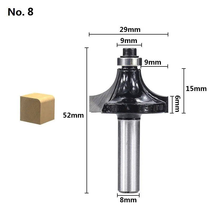 8mm Shank Wood Router Bit Black End Mills Carbide 45 Degrees Chamfer End Mills For Wood 1pcs Woodworking Tools