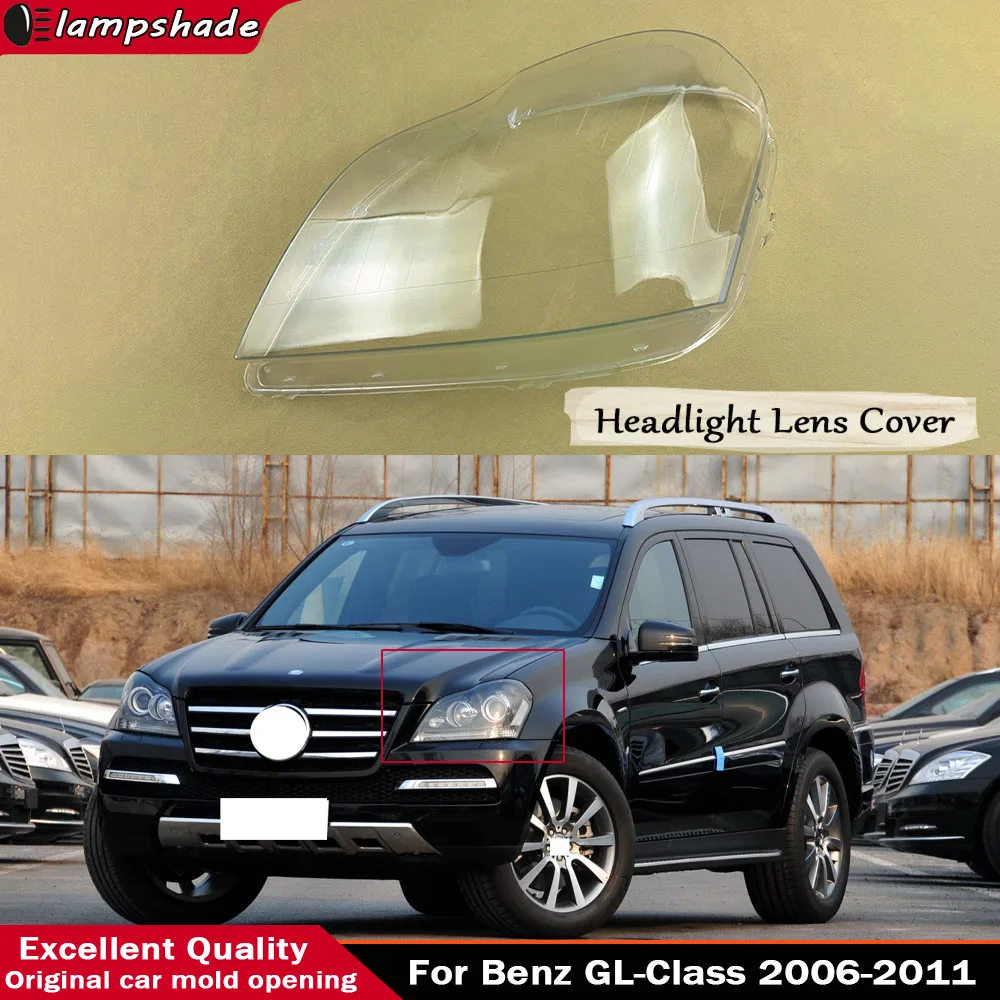 For Benz GL-Class X164 GL350 GL450 2006-2011 Headlight Shade Transparent Lampshade Headlamp Cover Lamp Shell Headlights Lens