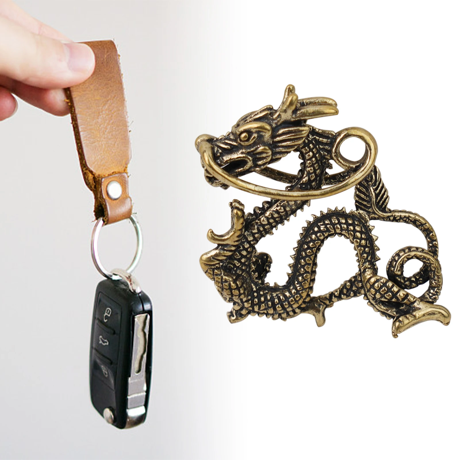 Brass Dragon Car Pendant Powerful and Luxury Exquisite Craftsmanship Hangs Beautifully Enhances Luck and Prosperity