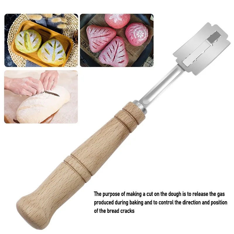 Dough Scoring Knife Wooden Handle With 5 Blades Lame Dough Scoring Slashing Bread For Sourdough Bread Bakers Kitchen Tools