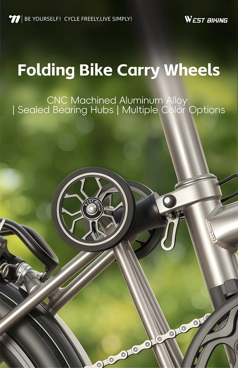 WEST BIKING CNC-Aluminium-Easy-Räder für Brompton-Faltrad-Rollen, abgedichtete Lager, tragbarer Gepäckwagen, Fahrradzubehör – Detail 1