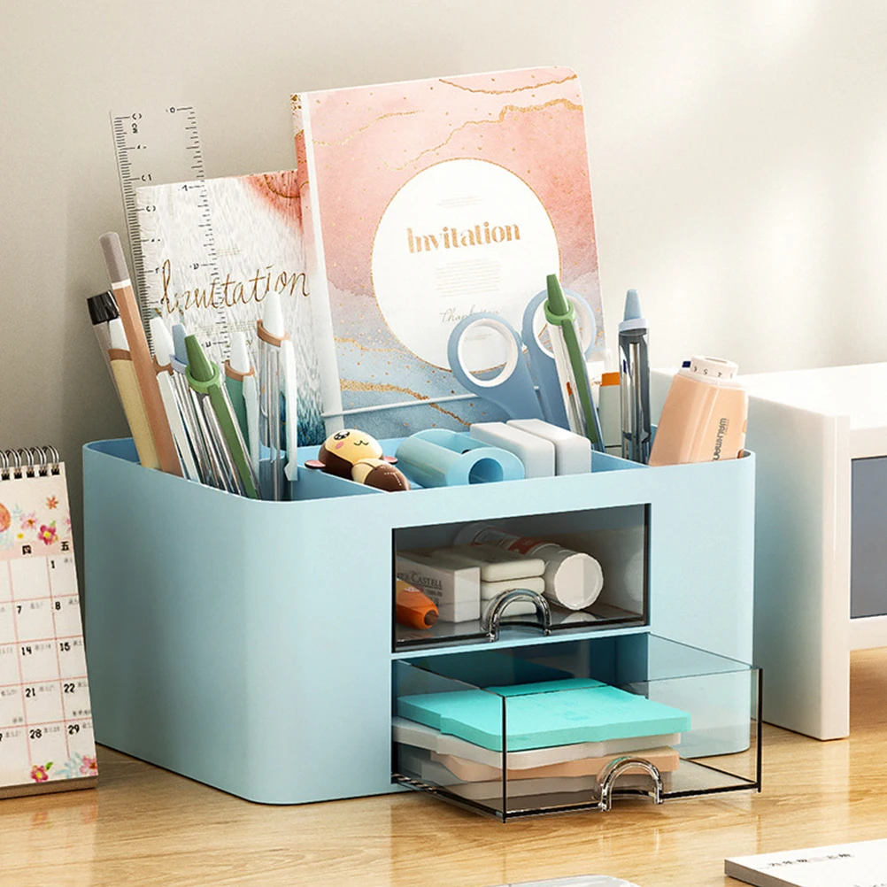 Desktop Storage Box Practical Hips Material Desk Organizer Sundries Cosmetics Stationery Storage Case Desktop Organizer