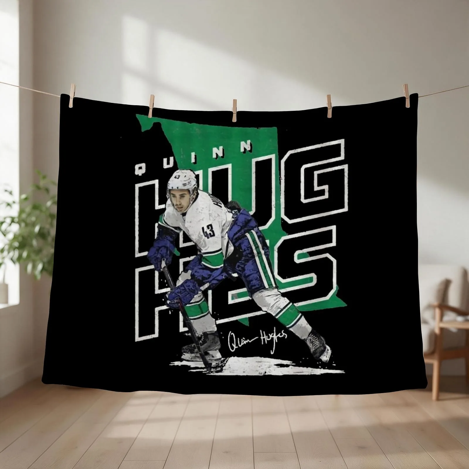 Quinn Hughes Throw Blanket couch cozy soft plush fuzzy picnic outdoor blanket