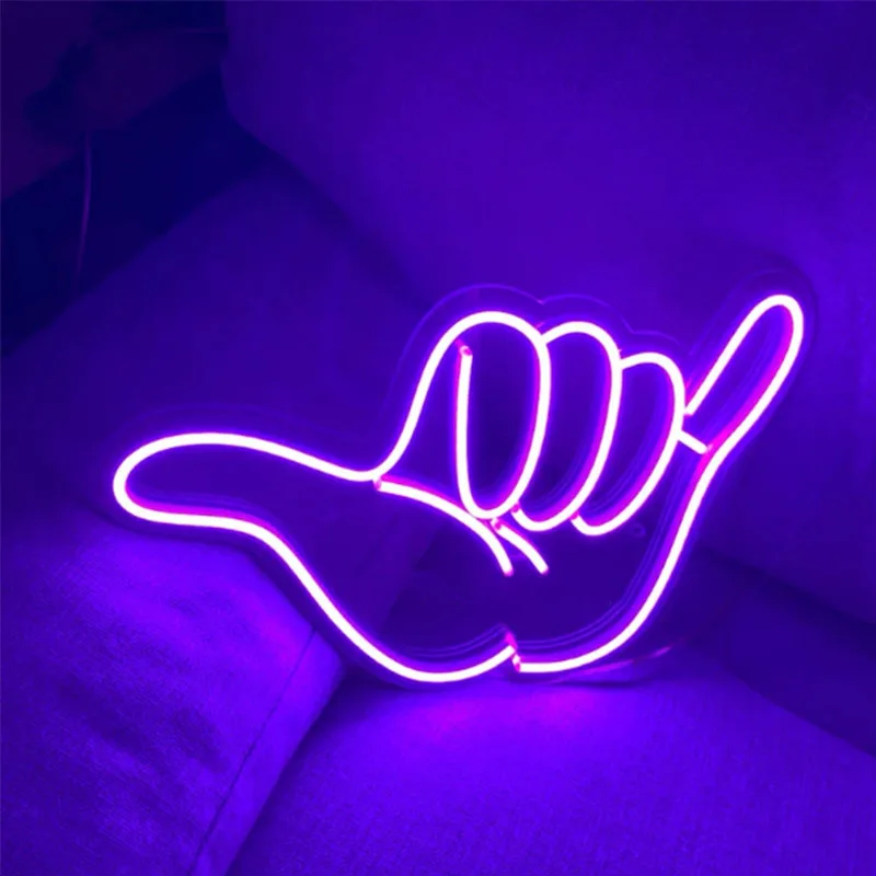 Imagem -03 - Shaka Mão-led Neon Wall Decor Hawaii Neon Sign Personalizado Pendurado Neon Light Decoração Nightlight Surfistas do Quarto