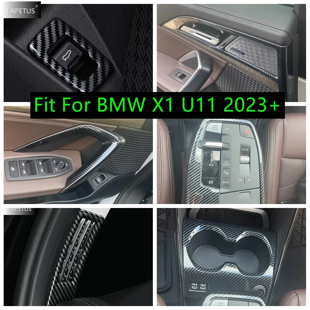 

Carbon Fiber Look Auto Pillar A Air Vent / Front Water Cup / Inner Handle Bowl Accessories Cover Trim For BMW X1 U11 2023 2024