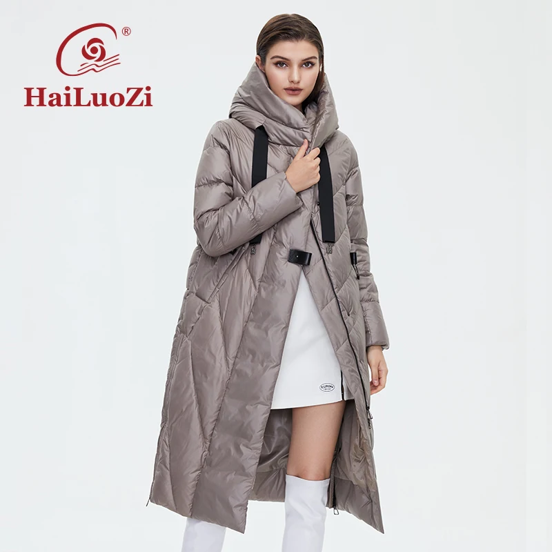 

HaiLuoZi Women's Winter Jacket New Women Coat Lengthened Warm Windproof Hooded Belt High-quality Bio-cotton Filling Parka 6032