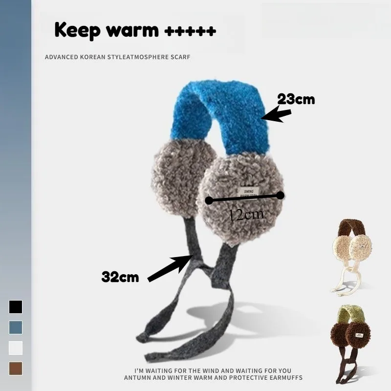 블루 코리안 스켈레톤 프리 레트로 여성용 귀마개 겨울 방풍 따뜻한 스트랩 귀여운 플러시 다용도 방한 귀마개 연인용