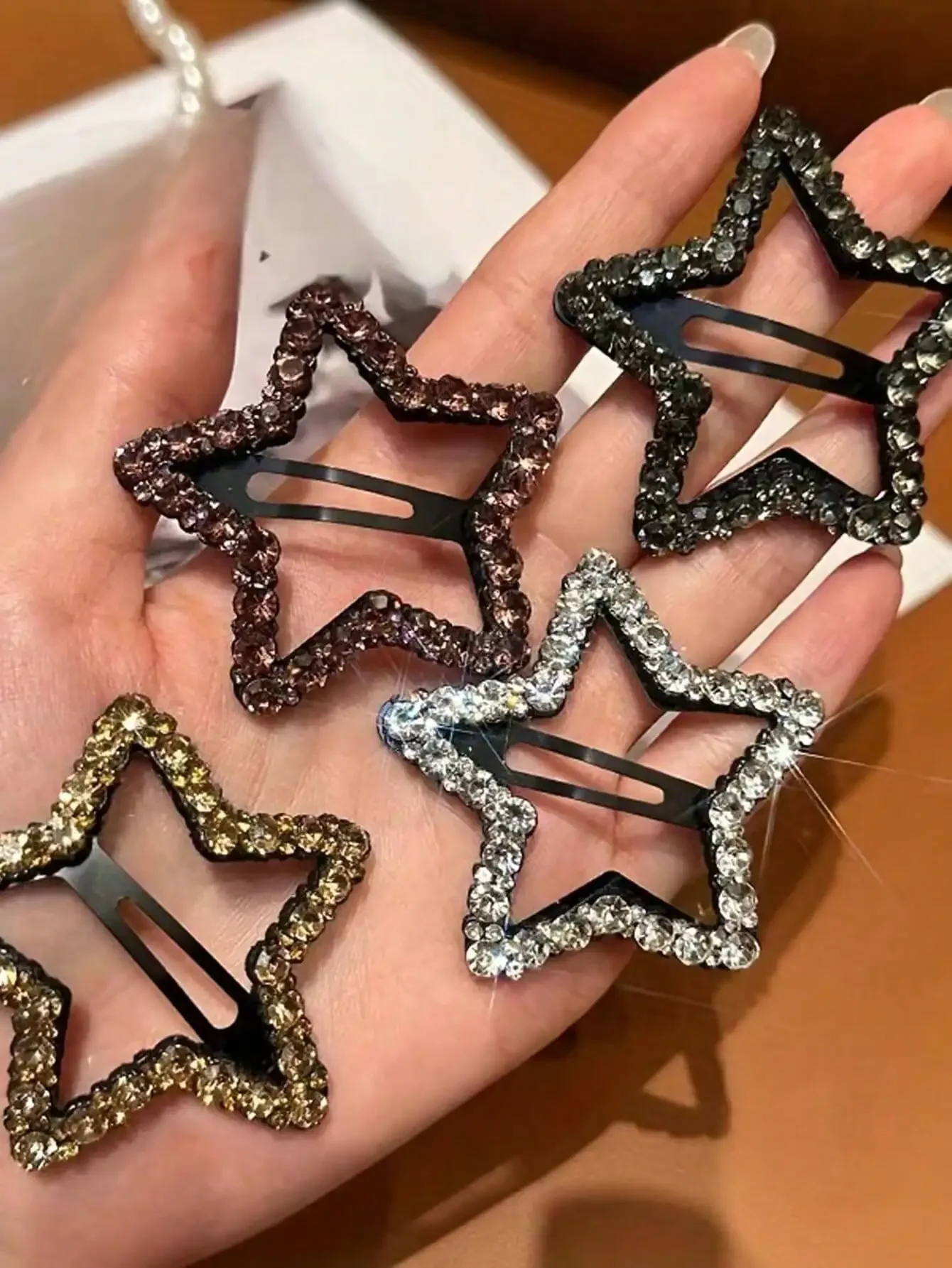 

4 шт. хрустальные заколки для волос в форме звезды для женщин, элегантные блестящие аксессуары для волос, заколки-зажимы