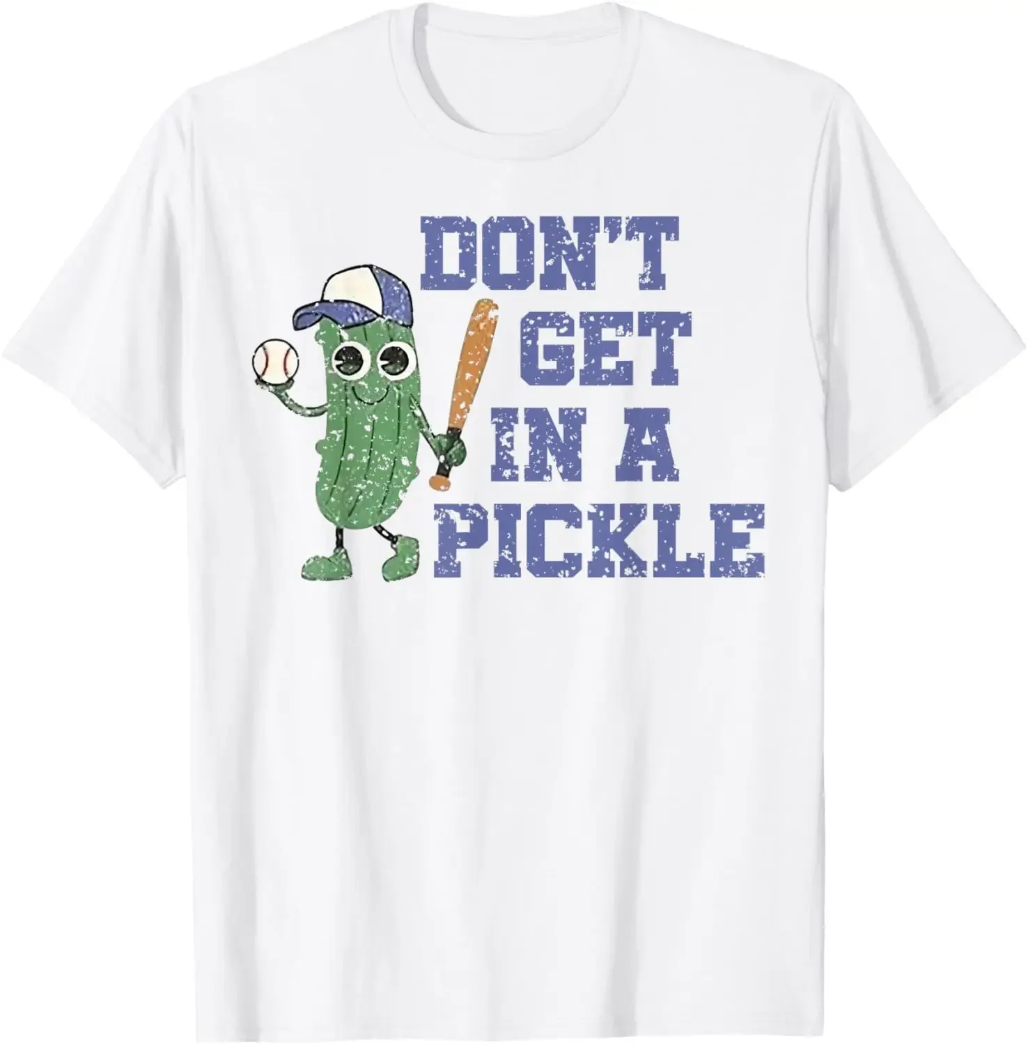 

Pickle Baseball Funny Don't Get In A Pickle Graphic Tee Cotton T-Shirt Men