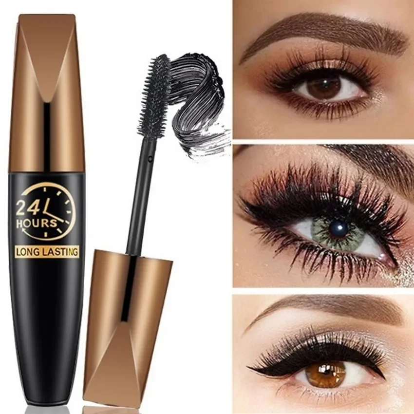 5D Silk Fiber Curling Mascara Waterproof Natural Thick Quick Drying Non-blooming Mascaras Eyelashes Extension Makeup Cosmetics