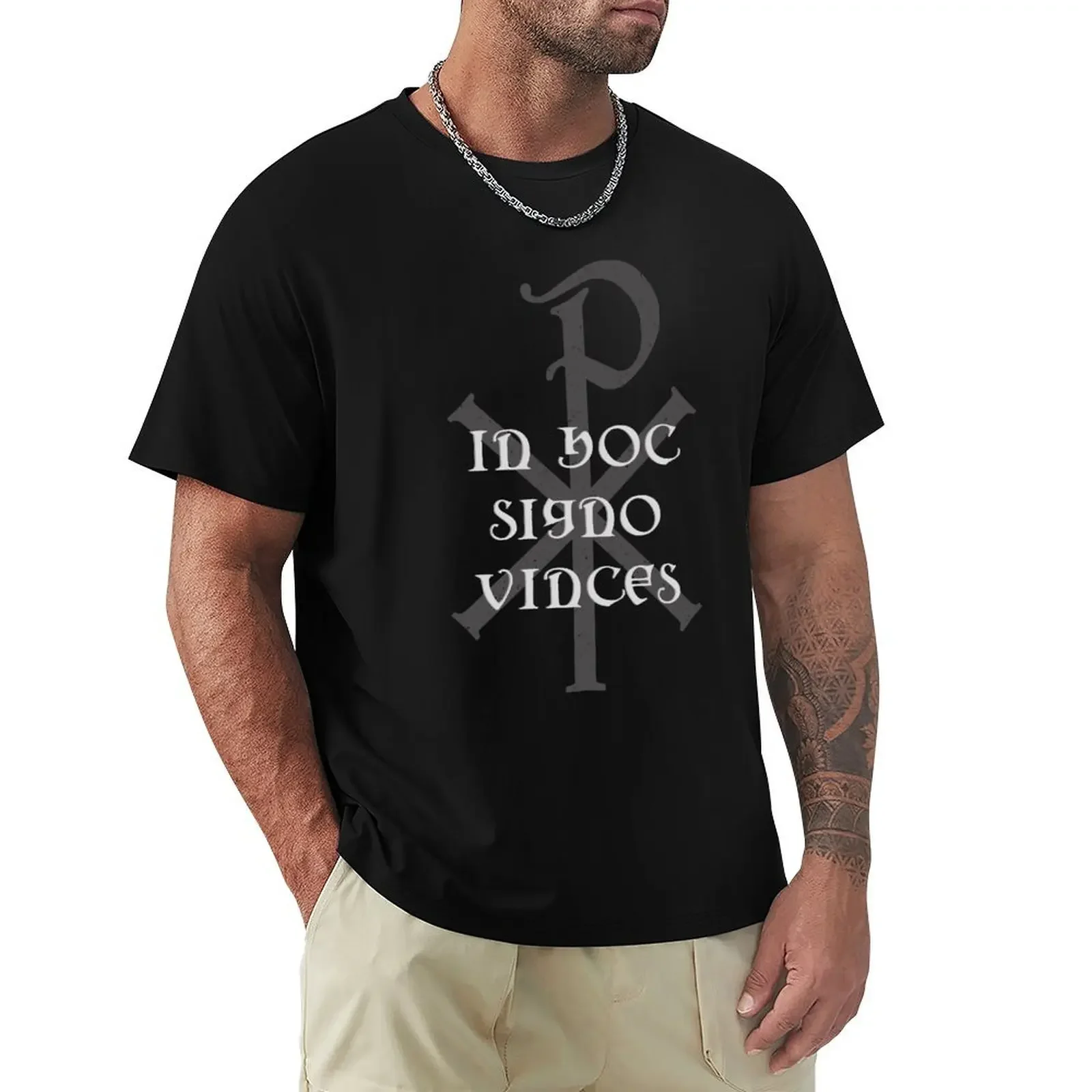 IN HOC SIGNO VINCES Chi Rho Christogram T-Shirt vintage clothes vintage t shirts shirts men