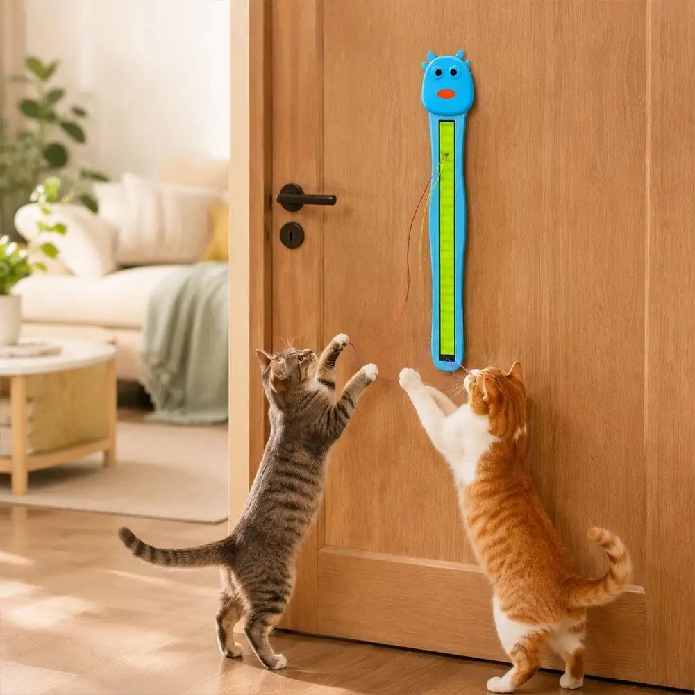 Self Adhesive Wall Mount Cat String Toy Multicolor Elastic String Interactive Play Stick Self Stick Cat Entertainment Toy