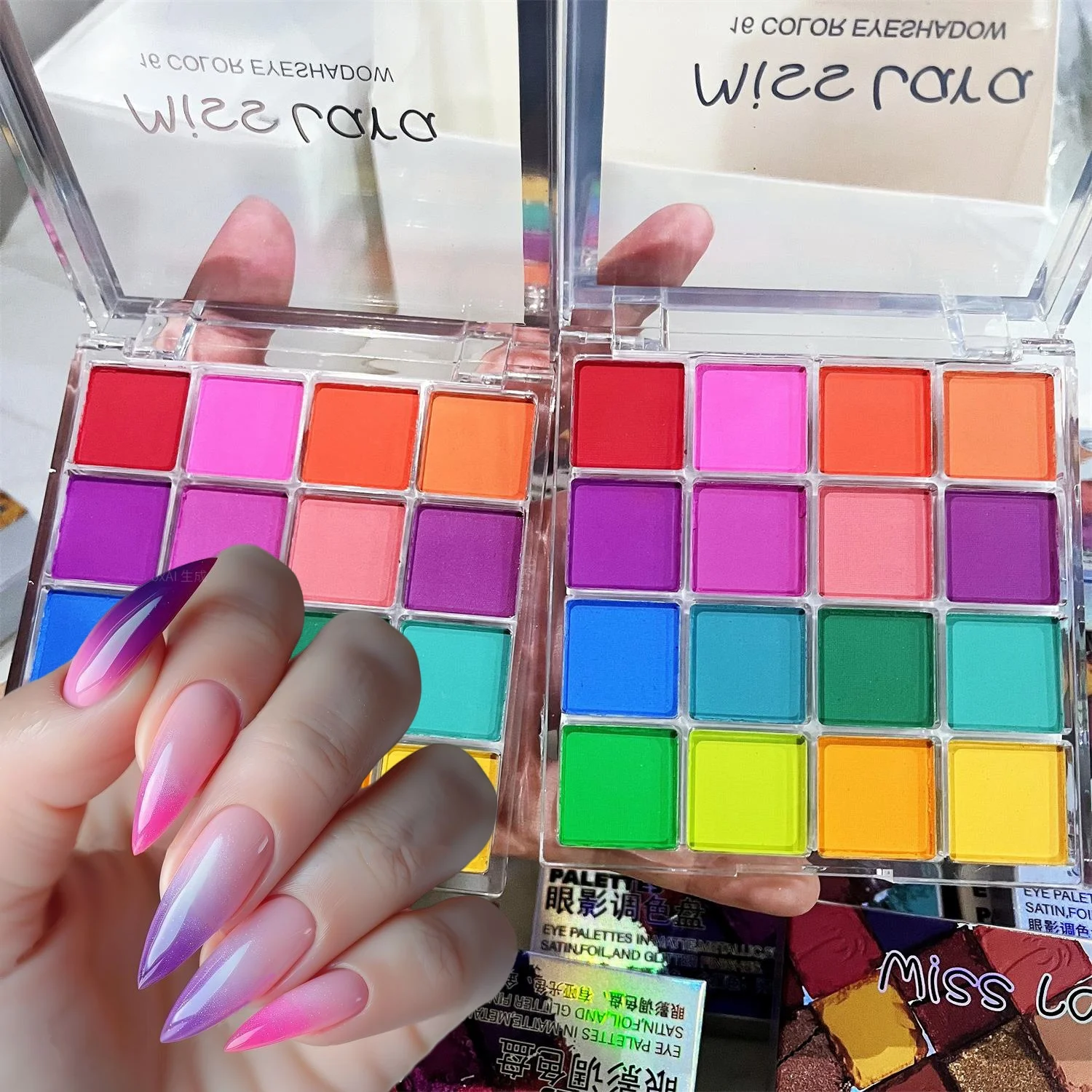 Paleta sólida Y2K de 16/9 colores, polvo para decoración de uñas, resaltador de pintura de uñas, mezcla de brillo, decoración de uñas, manualidades y fiestas temáticas *